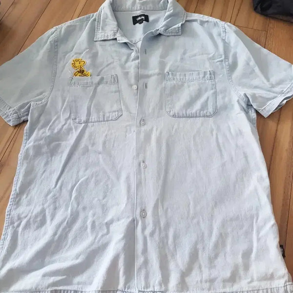 [BUNJANG] Stussy Snoopy Short Sleeve Shirt Sky Blue / 정품 스투시 스누피 반팔 셔츠 하늘색