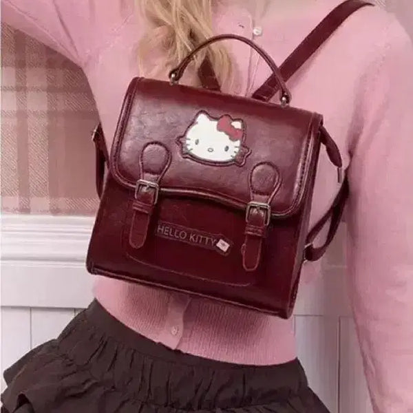[BUNJANG] Hello Kitty Satchel Mini Backpack - Burgundy / 헬로키티 샤첼백 버건디 미니 백팩(정품/새상품)