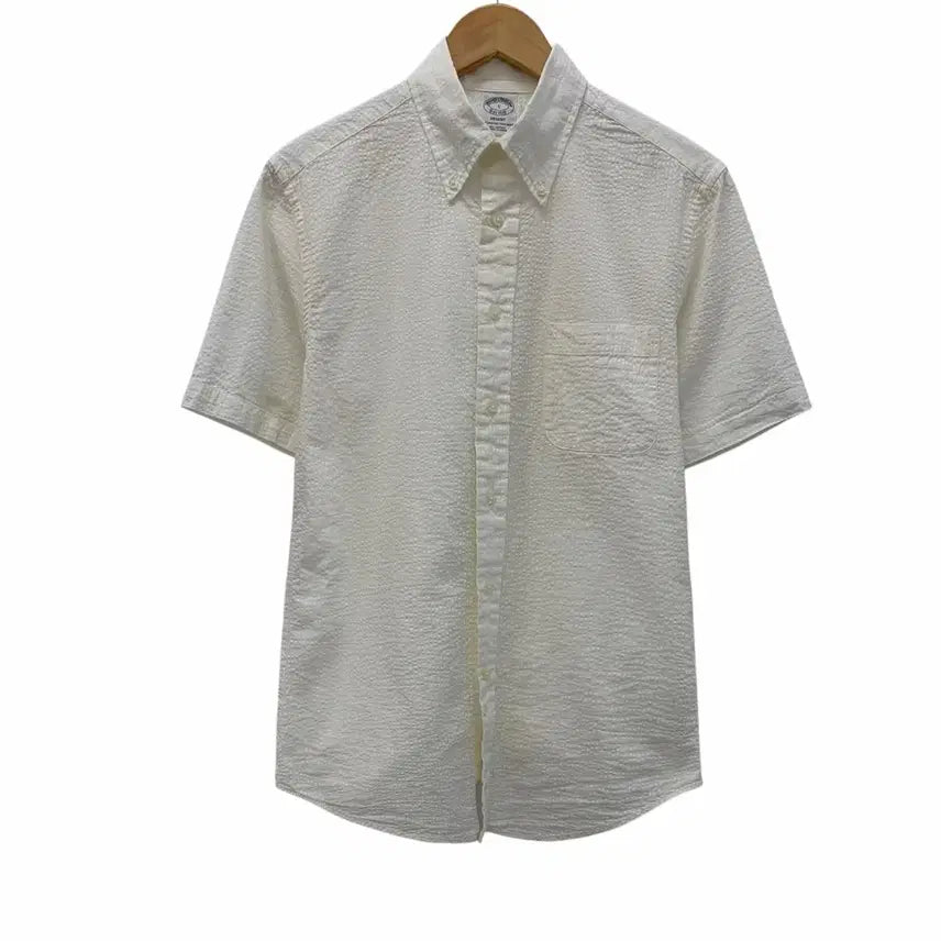 [BUNJANG] Brooks Brothers Seersucker Pocket Short Sleeve Shirt White / 브룩스브라더스 시어서커 포켓 반팔 셔츠 화이트(S/국내95)