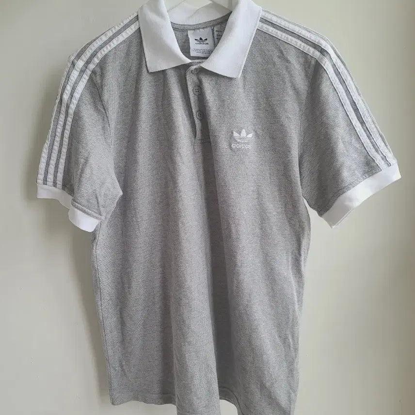 [BUNJANG] Adidas 3-Stripes Short Sleeve Polo Shirt Grey L / adidas 아디다스 삼선 3s 반팔 카라티셔츠 그레이 L