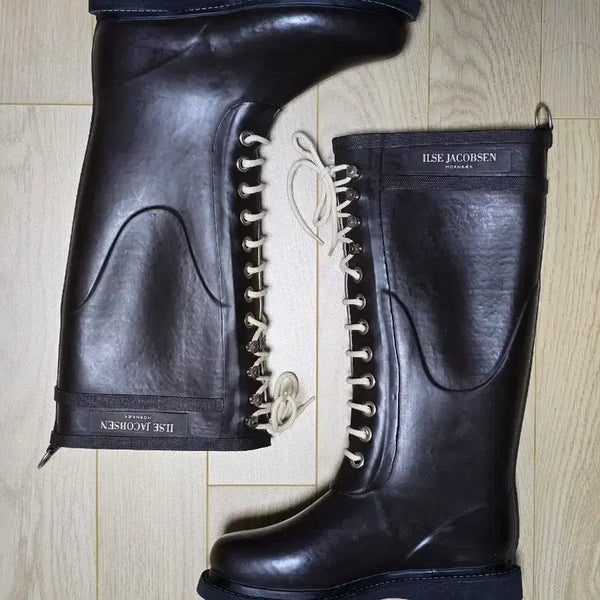 [BUNJANG] Ilse Jacobsen Long Rubber Lace-up Rain Boots Size 36 / 일세야콥센 롱 러버 레이스업 레인부츠 36