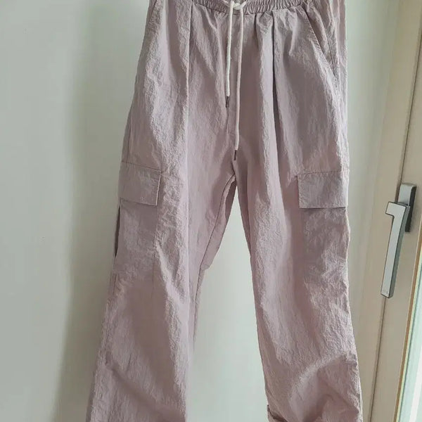 [BUNJANG] Pink Lavender Nylon Cargo Jogger Pants / 핑크라벤더 나일론 카고팬츠 밴딩 여름 조거바지 free size