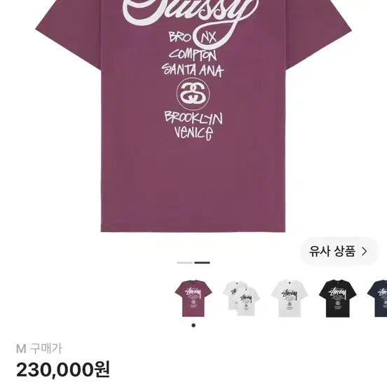 [BUNJANG] Stussy World Tour T-Shirt Berry M / 스투시 월드투어 티셔츠 베리 2024