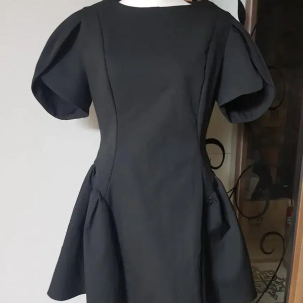 [BUNJANG] Black Puff Sleeve Mini Dress / 블랙 퍼프 소매 미니 원피스