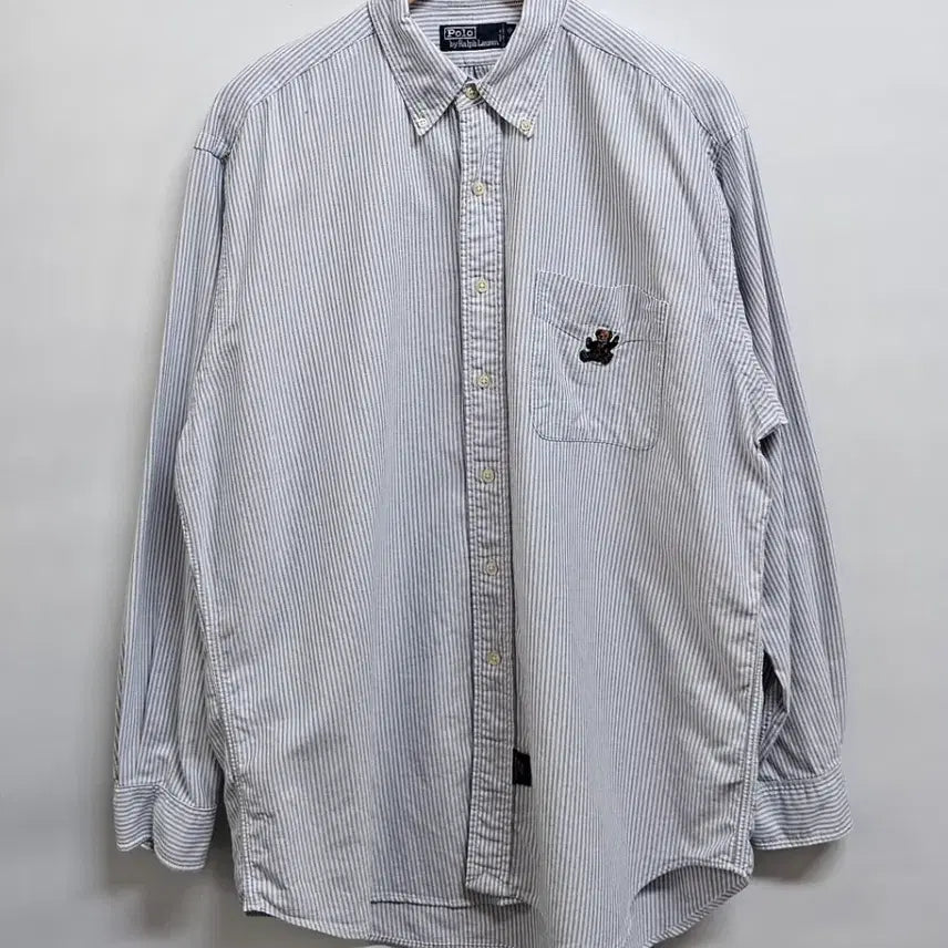 [BUNJANG] Polo Ralph Lauren 90's Sit Down Bear Oxford Shirt L / 폴로랄프로렌 90's 싯다운 베어 옥스포드 셔츠 L