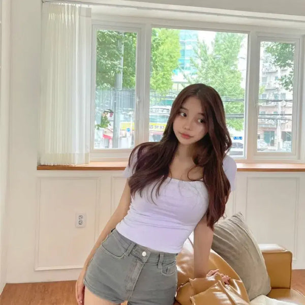 [BUNJANG] Ardea Fantasy Five Closet Square Neck T-Shirt Lavender / 아르데아판타지 파이브클로젯 스퀘어넥티 라벤더