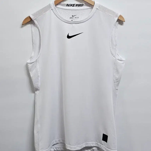 [BUNJANG] Nike Pro Dri-FIT Sleeveless T-Shirt - White - Size M / 나이키 프로드라이핏 기능성 민소매티셔츠 M