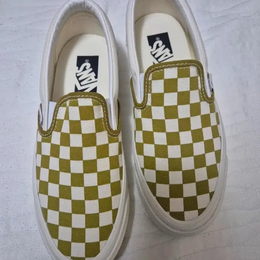 [BUNJANG] Vans Checkerboard Slip-On Olive / 반스 체커보드 슬립온 올리브