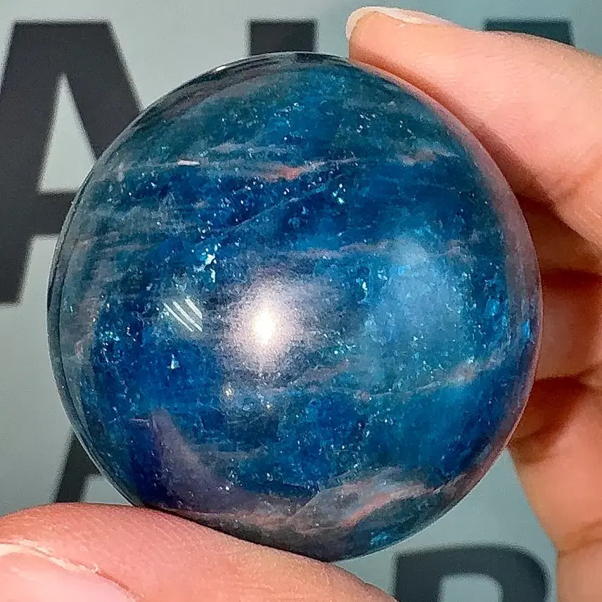 [BUNJANG] Natural Stone Blue Apatite Sphere with Seahorse Stand Set / [천연원석] 블루 아파타이트 스피어 & 해마 스탠드