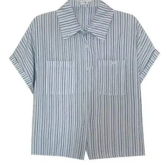 [BUNJANG] Striped Short Sleeve Shirt / 줄무늬 셔츠 반팔