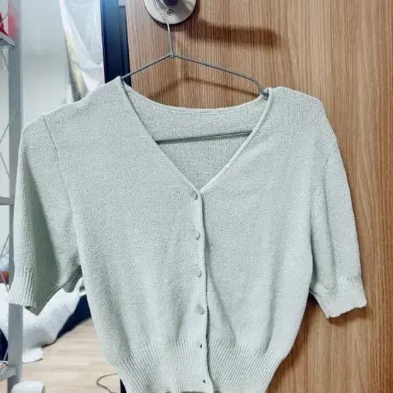 [BUNJANG] Linen 100% Knit Cardigan Mint / 여성 니트 가디건 민트색 린넨 100