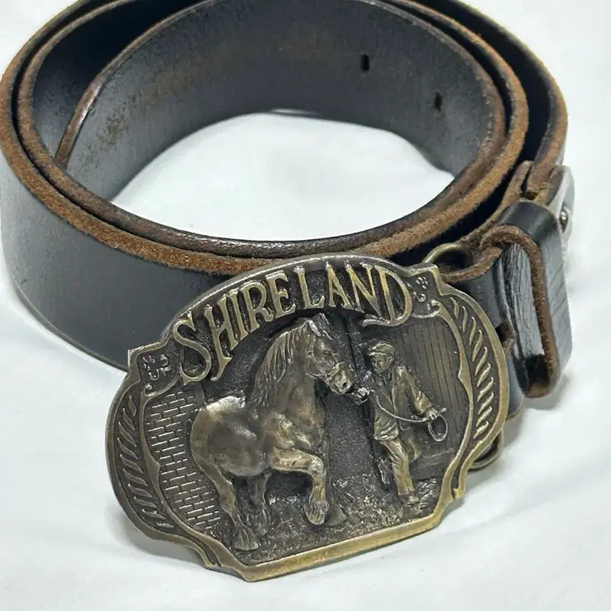 [BUNJANG] Vintage Shireland Horse Buckle Leather Belt / 빈티지 Shireland 말 버클 벨트