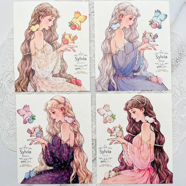 [BUNJANG] HWARA Sylvia 4-Color Die-Cut Stickers (Set) / [인스] 화라 HWARA 실비아 4컬러 인스