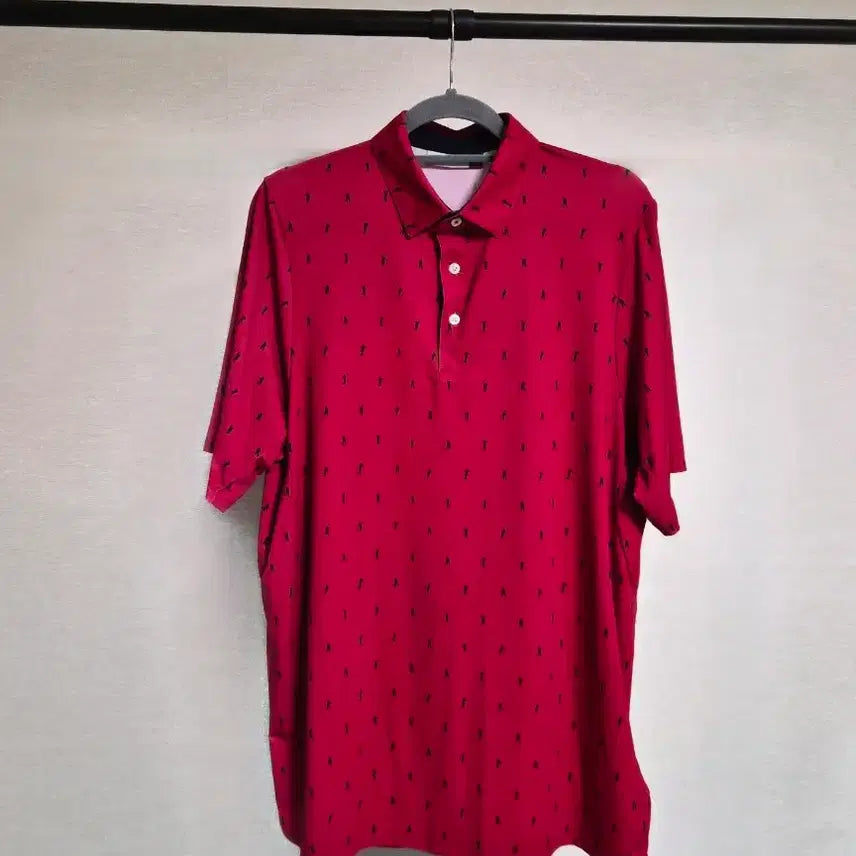 [BUNJANG] KJUS Red Pattern Golf Polo Shirt Size 105 / KJUS 큐스 명품 골프웨어 105 레드 패턴 카라티