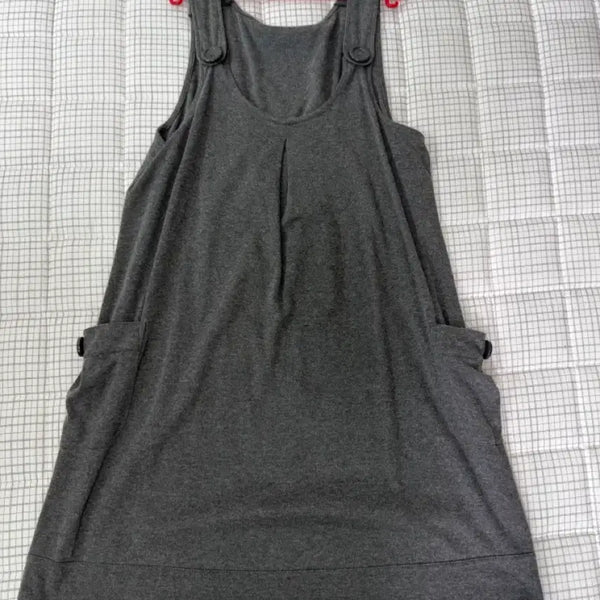 [BUNJANG] Cocomoari Suzuko Kame Vintage Grey Overalls Dress / 코코모리/스즈코/카메빈티지 그레이 멜빵원피스