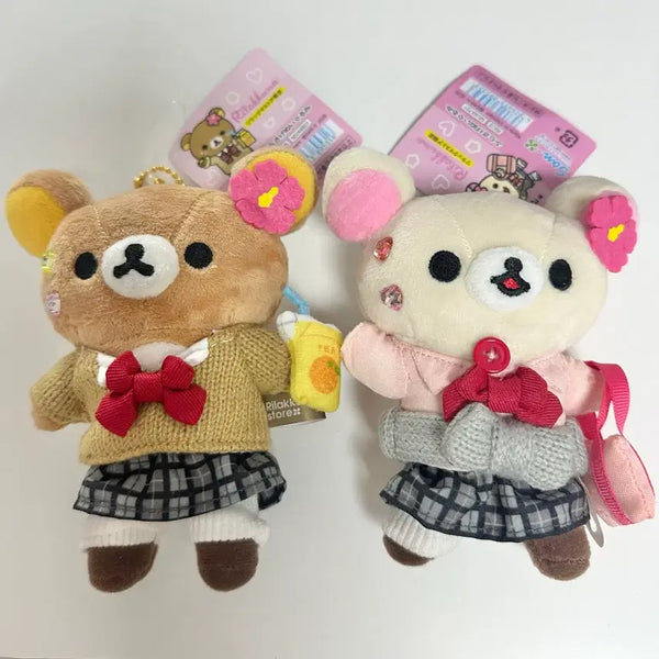 [BUNJANG] San-X Rilakkuma Korilakkuma 17th Anniversary Gal School Uniform Doll Keychain Set / (새상품) 산엑스 리락쿠마 코리락쿠마 17주년 갸루 교복 인형 키링 세트