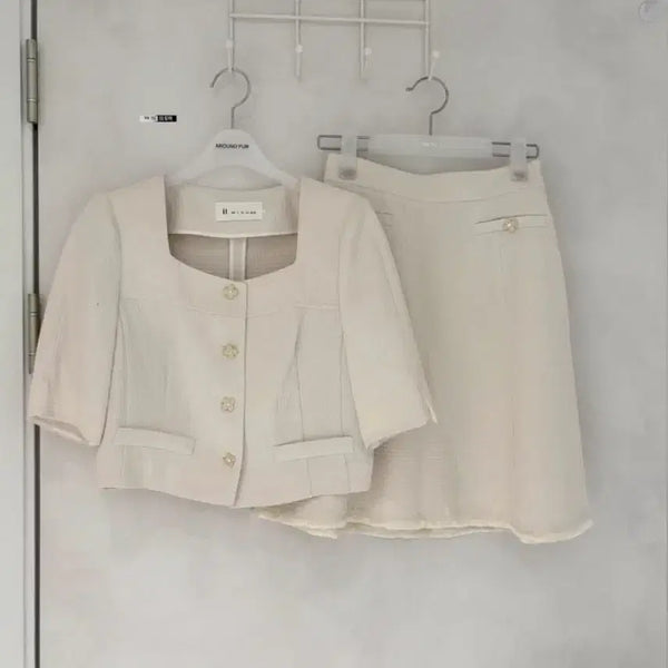 [BUNJANG] It Misha Button Jacket Skirt Set Ivory / 새상품) 잇미샤 버튼 자켓 스커트 셋업 아이보리 44