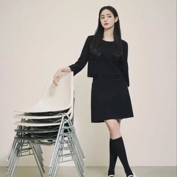 [BUNJANG] It Misha Black Blouse and Skirt Set-up - Size 44 / 새상품) 잇미샤 블라우스 스커트 셋업 블랙 44
