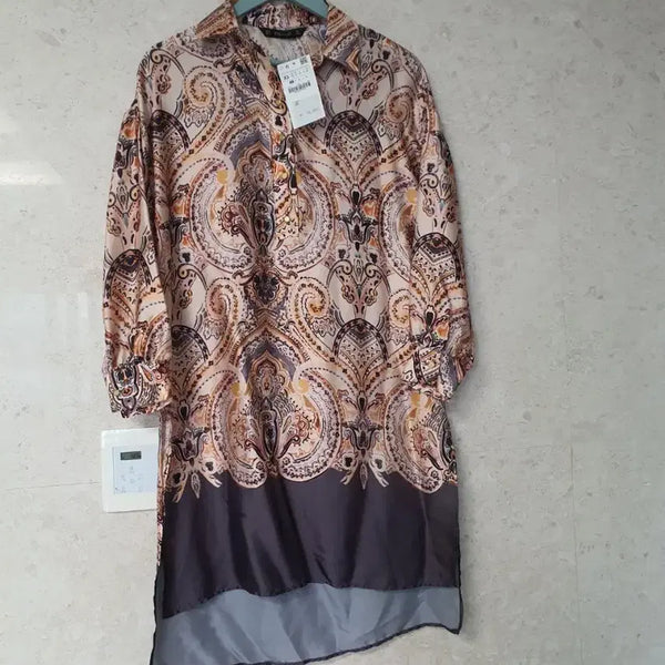 [BUNJANG] Zara Paisley Pattern Shirt Dress / 자라 페이즐리 패턴 셔츠 원피스 새 옷