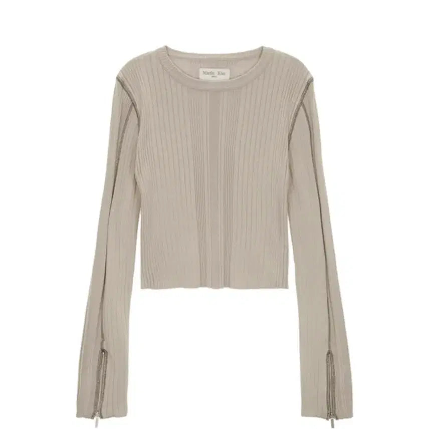 [BUNJANG] Matinkim Ribbed Crop Knit Beige / 마뗑킴 리브드 크롭 니트 베이지