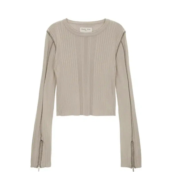 [BUNJANG] Matinkim Ribbed Crop Knit Beige / 마뗑킴 리브드 크롭 니트 베이지