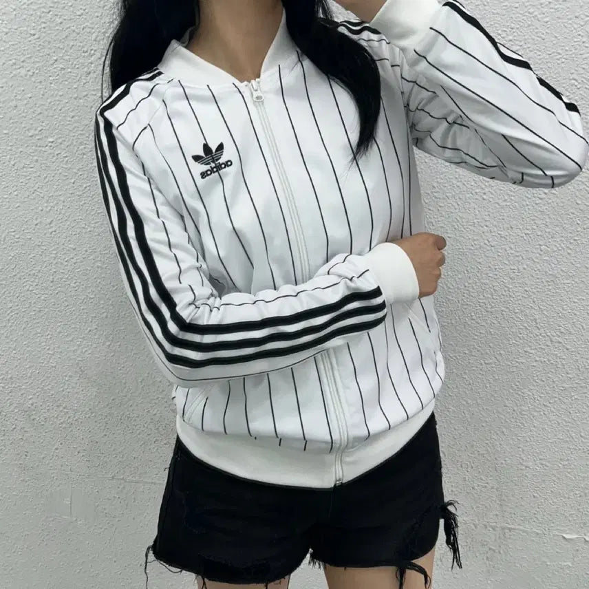 [BUNJANG] Adidas Firebird Stripe Blackline White Track Top 85 / 아디다스 파이어버드 스트라이프 블랙라인 화이트 트랙탑 85