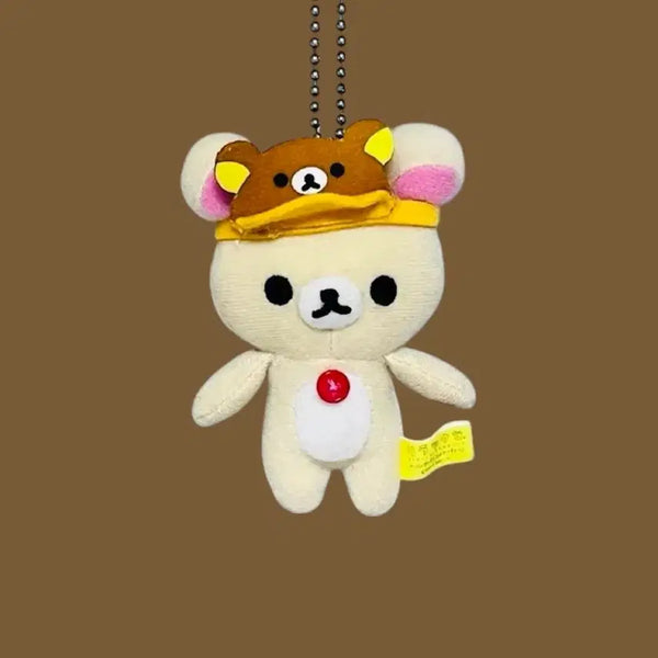 [BUNJANG] Classic Rilakkuma Sun Cap Hat & Korilakkuma Doll Keychain Set / [고전] 리락쿠마 썬캡 모자 코리락쿠마 인형 키링
