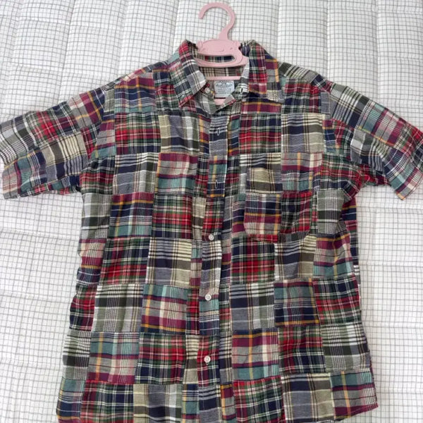 [BUNJANG] Cocomoori Kamere Vintage Suzuko Patchwork Check Shirt / 코코모리 /카메빈티지/스즈코 / 패치워크 체크 남방