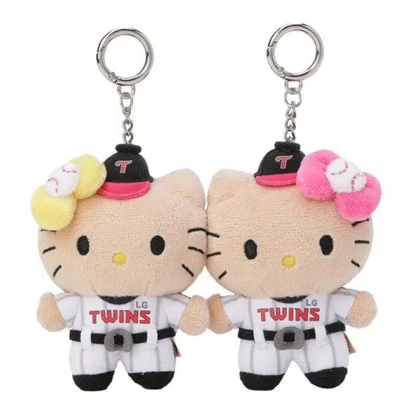 [BUNJANG] LG Twins x Hello Kitty Tanning Collaboration Magnet Doll Keychain Set / 엘지 트윈스 태닝 헬로키티 콜라보 마그넷 인형 키링 세트