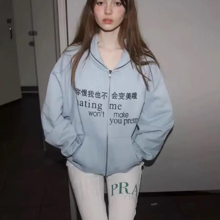 [BUNJANG] Praying Hoodie Zip-up Sky Blue / 프레잉 후드집업 스카이블루 praying