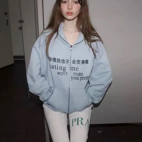 [BUNJANG] Praying Hoodie Zip-up Sky Blue / 프레잉 후드집업 스카이블루 praying