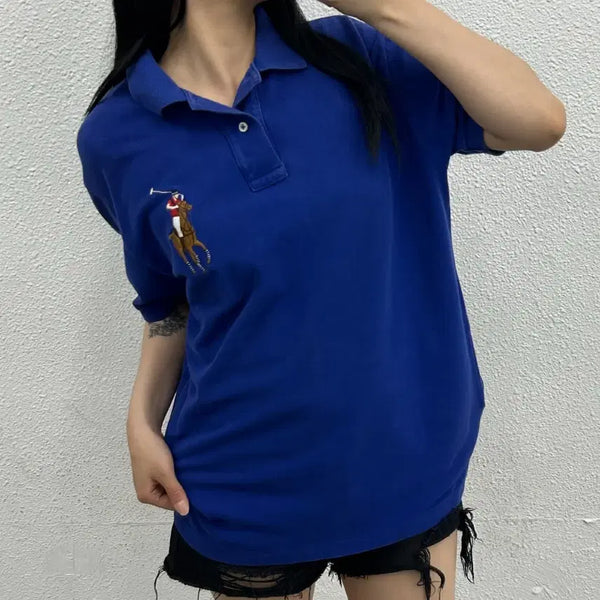 [BUNJANG] Polo Ralph Lauren Oxford Blue Short Sleeve Polo Shirt M / 폴로 랄프로렌 옥스포드 블루 pk반팔 M
