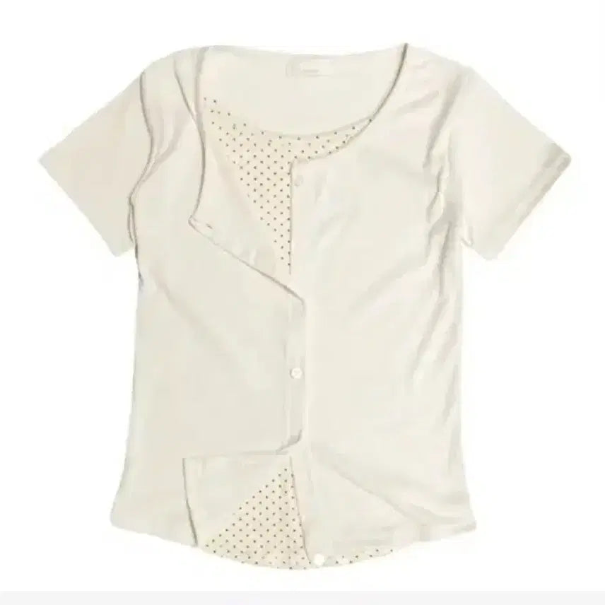 [BUNJANG] Avery Dot Short Sleeve Layered Cardigan / 에이블리 반팔 도트 레이어드 가디건