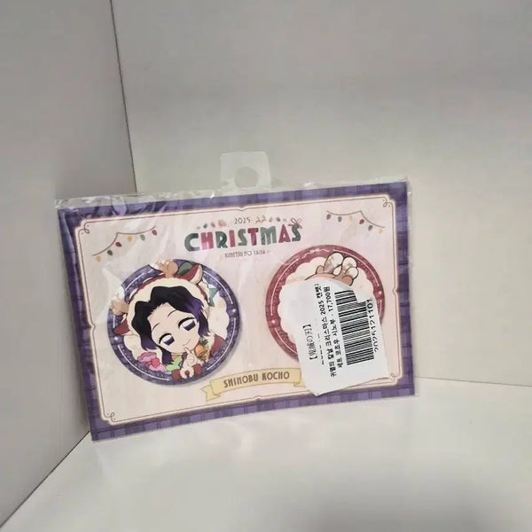 [BUNJANG] Kochou Shinobu Christmas Can Badge & Keychain Set (Sealed) / 코쵸우 시노부 캔뱃지,키링 미개봉 상품 판매