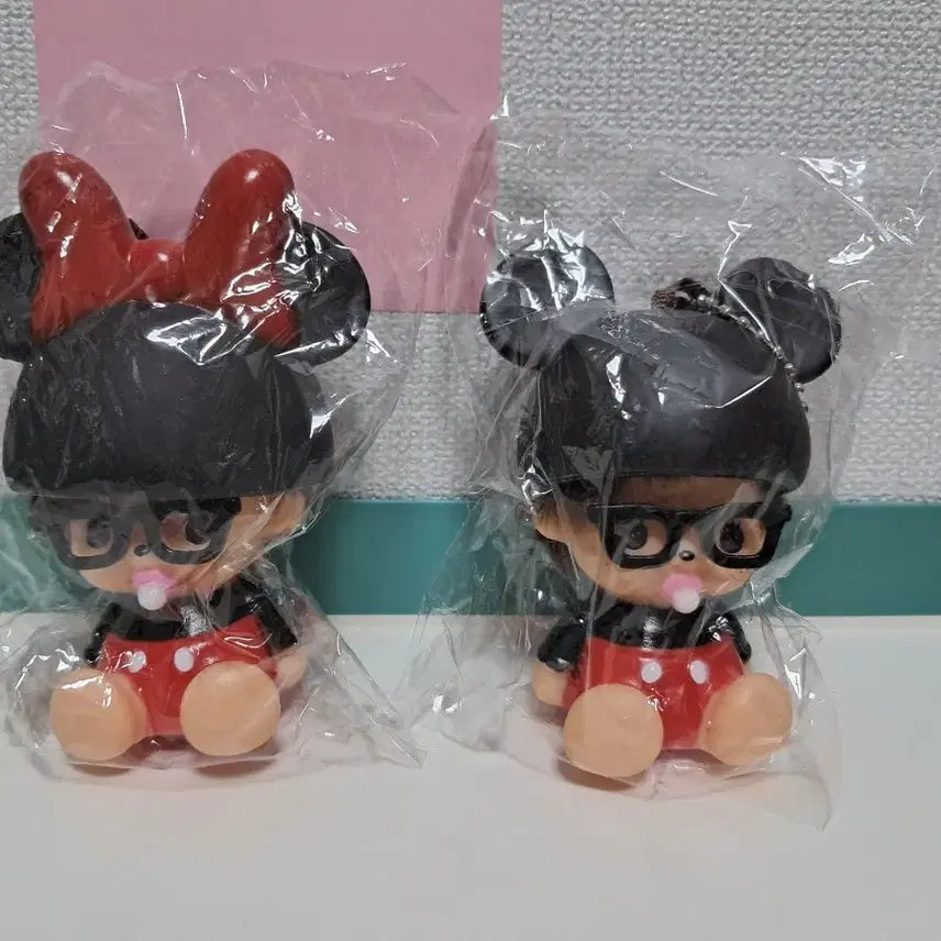 [BUNJANG] Mickey Mouse Monchhichi Couple Figure Keychains Set of 2 / 미키마우스 몬치치 커플 피규어키링 2개 세트