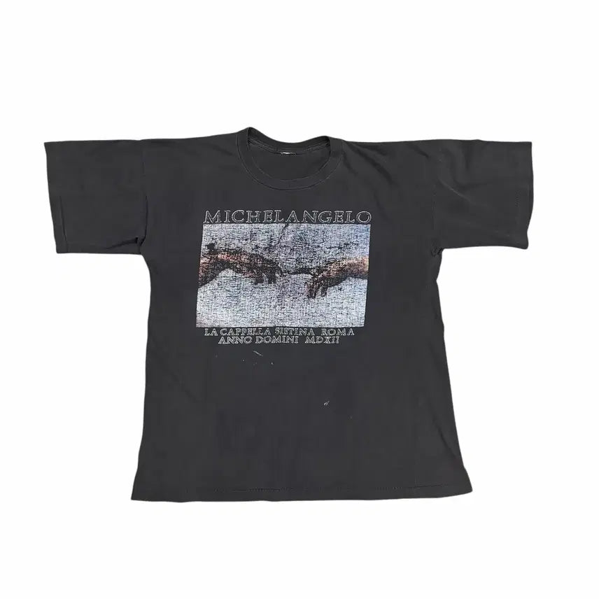 [BUNJANG] Vintage 90s Michelangelo 'The Creation of Adam' T-Shirt / 빈티지 90s 미켈란젤로 아담의창조 티셔츠
