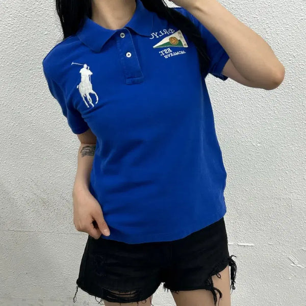 [BUNJANG] Polo Ralph Lauren White Big Pony Blue PK T-Shirt L / 폴로 랄프로렌 화이트빅포니 블루 pk티 L