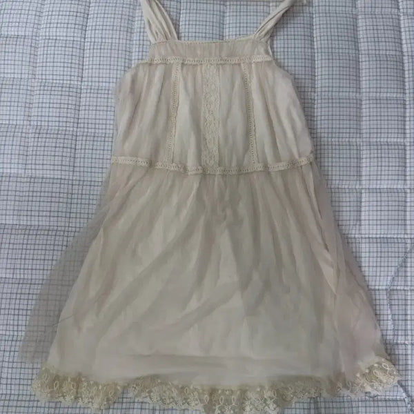 [BUNJANG] Coco Mori Suzuko Chiffon Lace Dress Ivory / 코코모리 / 카메 /스즈코 쉬폰 레이스 원피스 아이보리