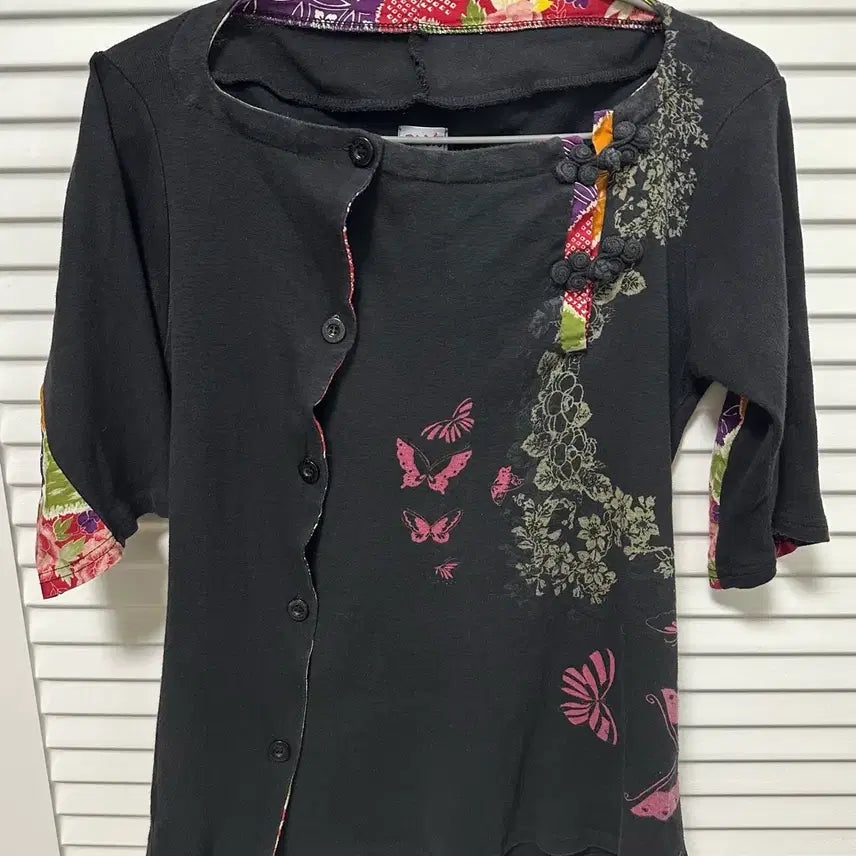 [BUNJANG] Vintage Oriental Butterfly Cheongsam Cardigan Top / 빈티지 오리엔탈 치파오 티셔츠 가디건  탑 나비