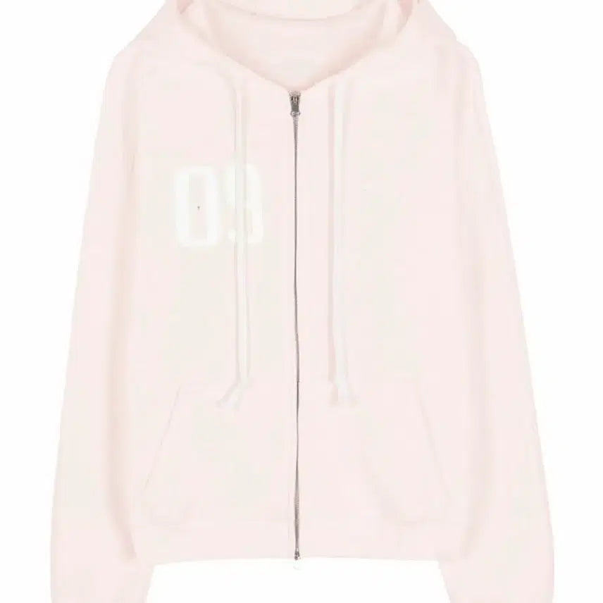 [BUNJANG] Klitchy Numbering Hoodie Zip-up Pink / 클리시어 09 넘버링 후드집업 핑크