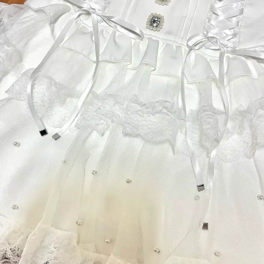 [BUNJANG] No:emi Big Ribbon Lace Pearl Skirt / 노에미 빅리본 레이스 진주 스커트  양도 양산형 지뢰계 양지뢰 리즈리사