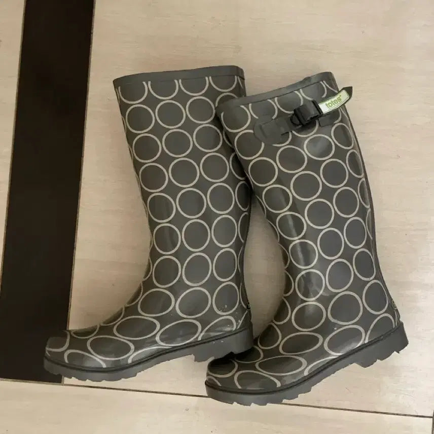 [BUNJANG] Totes Grey Pattern Rain Boots / Totes 그레이 패턴 레인부츠