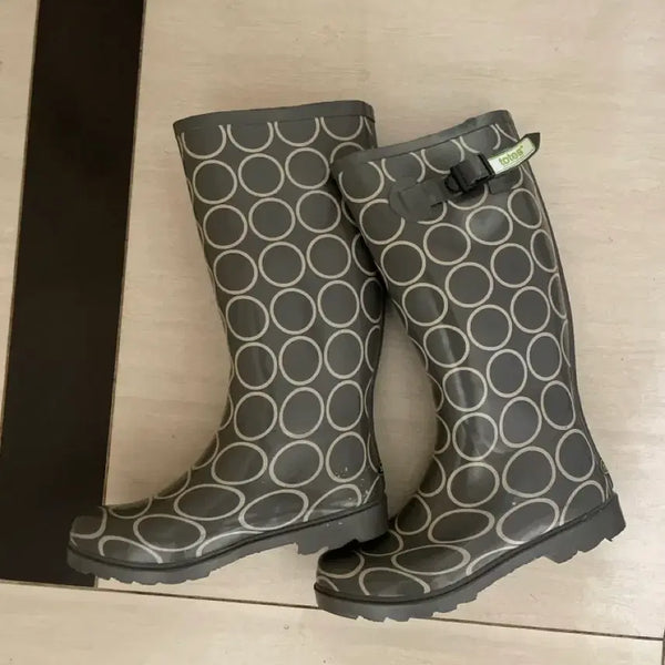 [BUNJANG] Totes Grey Pattern Rain Boots / Totes 그레이 패턴 레인부츠