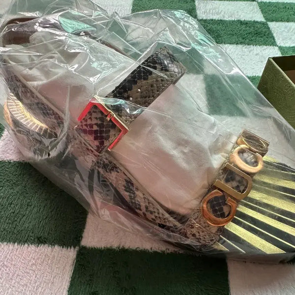 [BUNJANG] Gucci Python Embossed Calfskin Women's Sandals / 구찌 뱀피 소가죽 여성 샌들