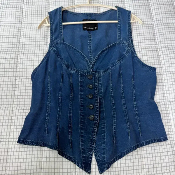 [BUNJANG] Cocomoori Kame Suzuko Vintage Blue Denim Vest / 코코모리/카메/스즈코 /빈티지 청데님베스트