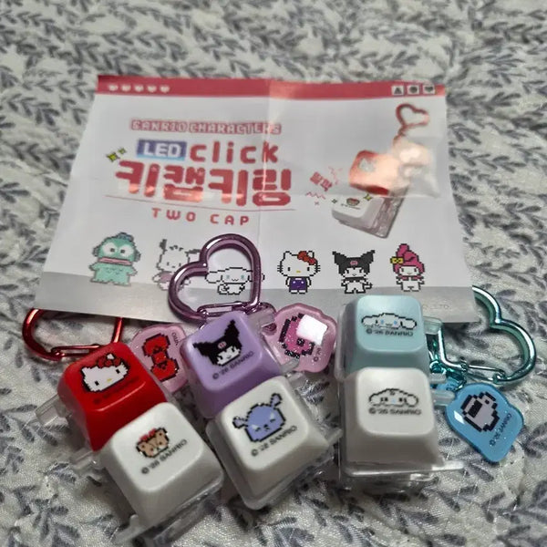 [BUNJANG] Sanrio Characters LED Keycap Keyring Bundle Set / 산리오 캐릭터 LED 키캡 키링