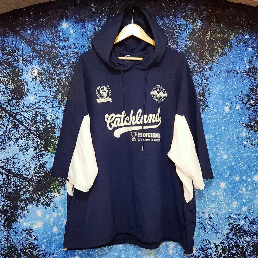 [BUNJANG] Men's Vintage Windbreaker String Short Sleeve T-Shirt 6XL / [vintage] 남성 빈티지 후드 바스락 스트링 반팔티 6XL