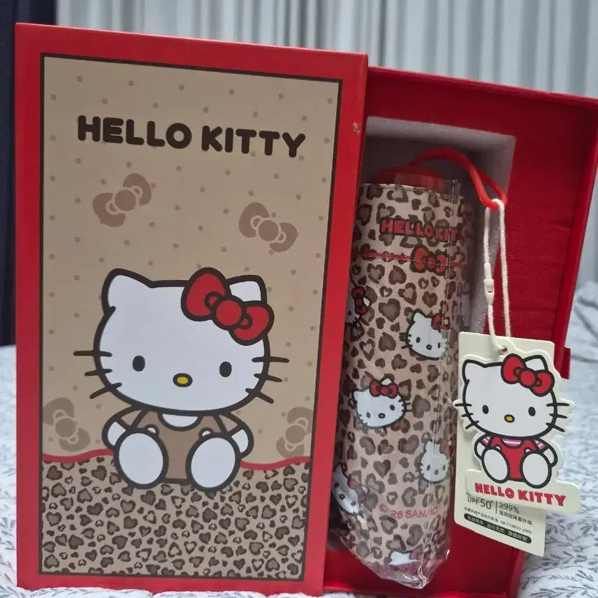 [BUNJANG] Hello Kitty Leopard Print UV Protection Parasol / 헬로키티 양산 레오파드 무늬
