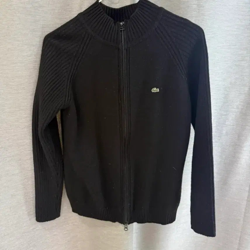 [BUNJANG] Lacoste Women's Knit Zip-Up Cardigan Black / 라코스테 여성 니트 집업 가디건 블랙