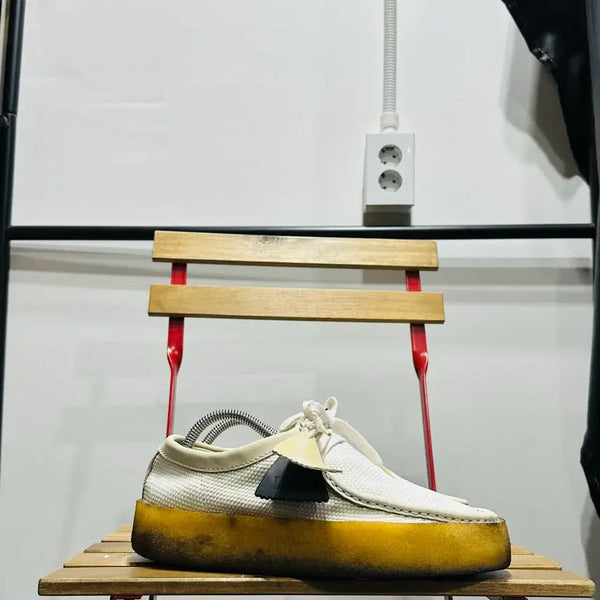 [BUNJANG] Clarks Wallabee Cup Off-White Textile Loafers / 260)  클락스 로퍼 남성 남자 왈라비 컵 오프 화이트 텍스타일